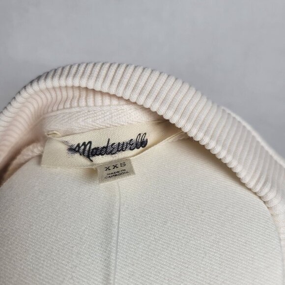 Madewell Womens Cream Crewneck Sweatshirt XXS Cotton Blend Casual Pullover - Picture 4 of 9